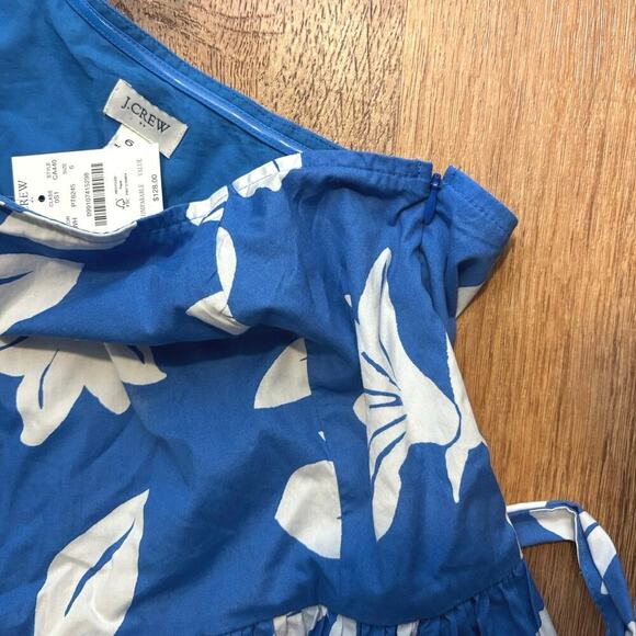 NWT J.Crew One-shoulder Midi Dress Tropical Floral Print Blue Size 6 - Picture 8 of 8